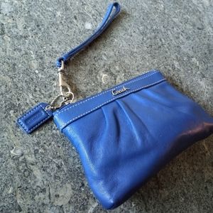 Coach blue leather wristlet
